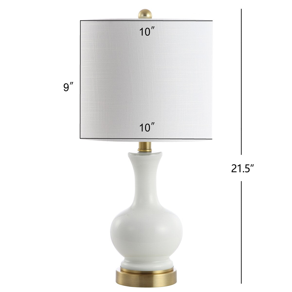 Vermont 22" Glass/Metal LED Table Lamp, White (Set of 2) by JONATHAN Y
