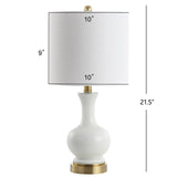 Vermont 22" Glass/Metal LED Table Lamp, White (Set of 2) by JONATHAN Y