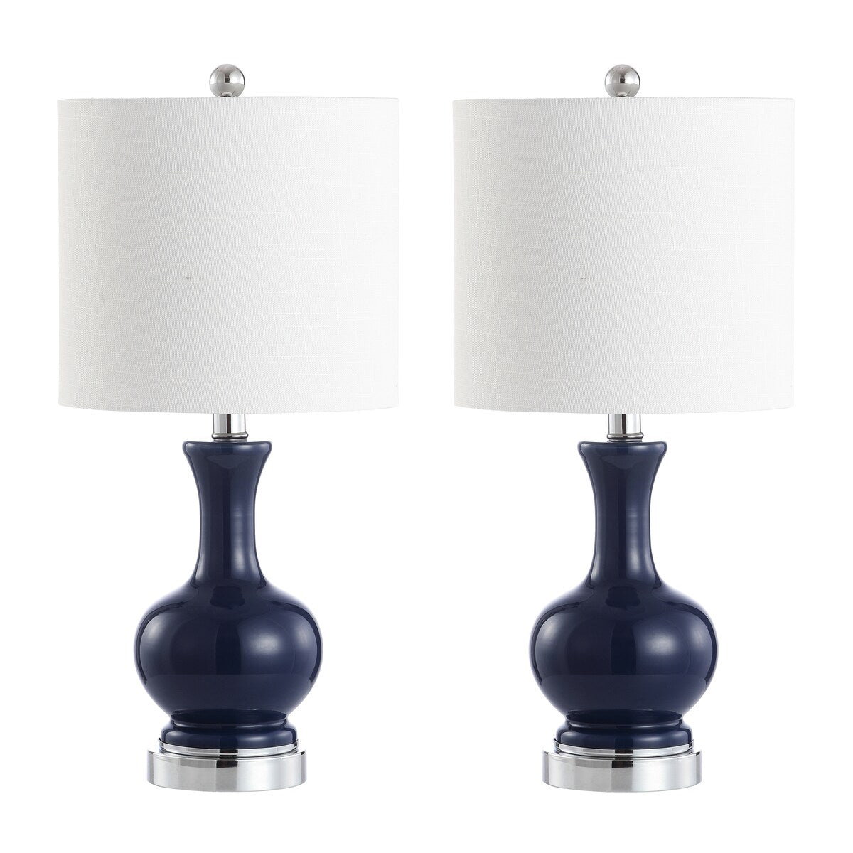 Vermont 22" Glass/Metal LED Table Lamp, White (Set of 2) by JONATHAN Y