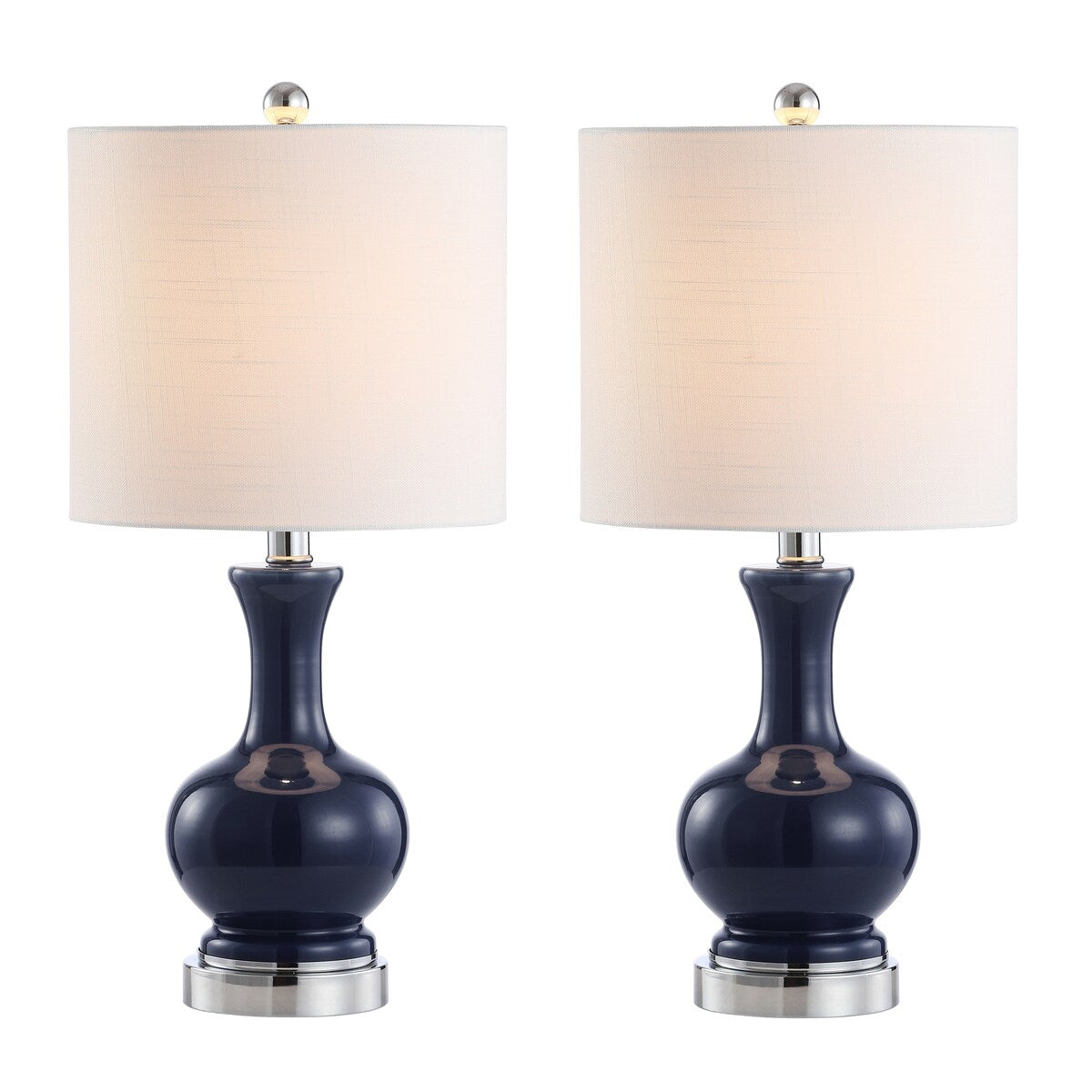 Vermont 22" Glass/Metal LED Table Lamp, White (Set of 2) by JONATHAN Y