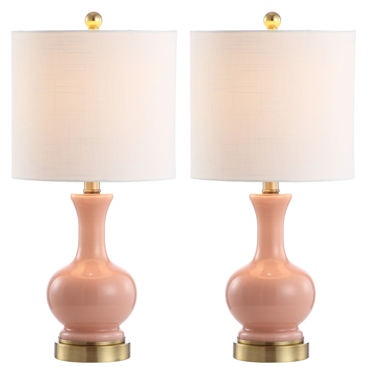 Vermont 22" Glass/Metal LED Table Lamp, White (Set of 2) by JONATHAN Y