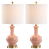Vermont 22" Glass/Metal LED Table Lamp, White (Set of 2) by JONATHAN Y