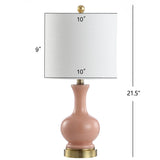 Vermont 22" Glass/Metal LED Table Lamp, White (Set of 2) by JONATHAN Y