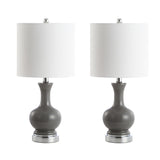 Vermont 22" Glass/Metal LED Table Lamp, White (Set of 2) by JONATHAN Y
