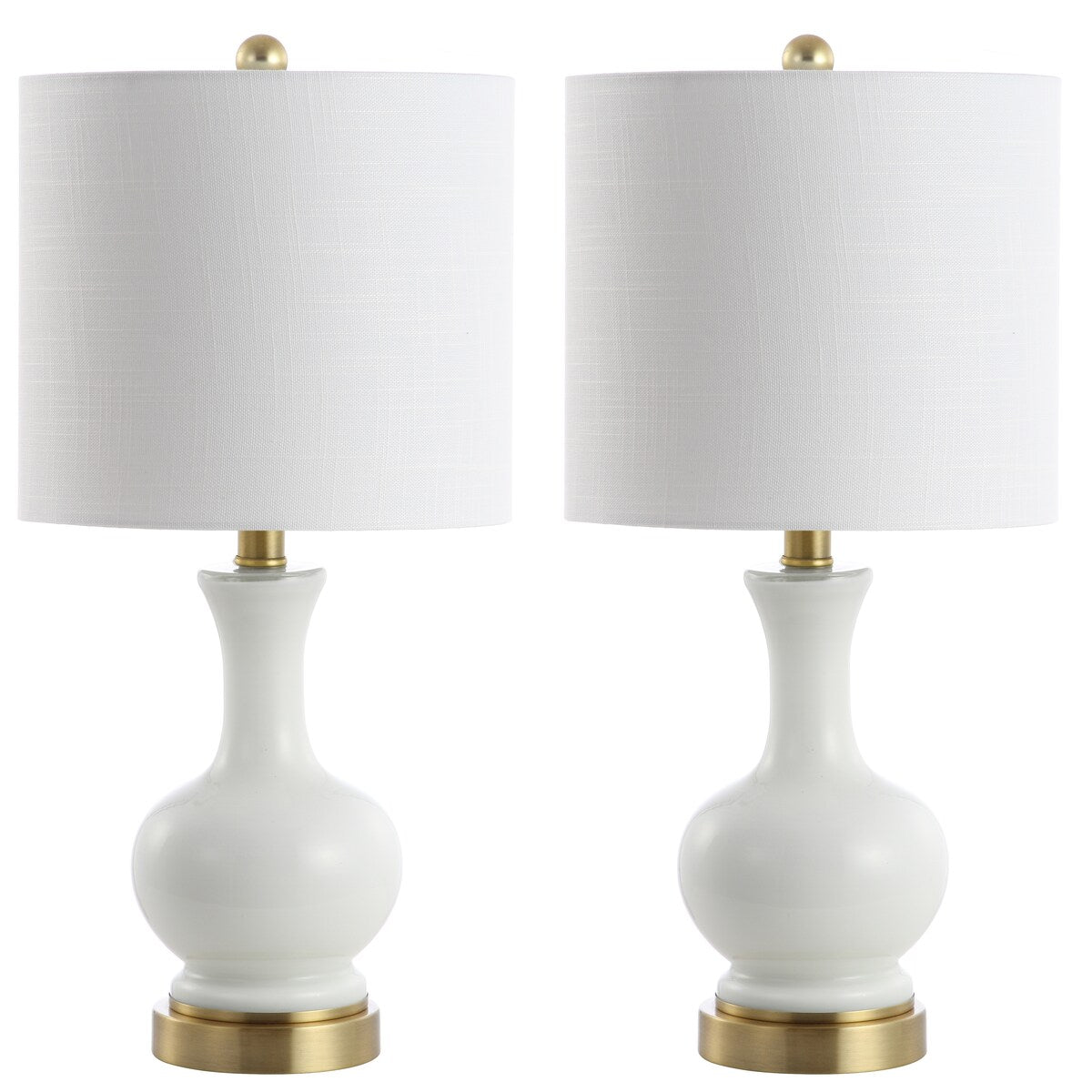Vermont 22" Glass/Metal LED Table Lamp, White (Set of 2) by JONATHAN Y