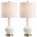 Vermont 22" Glass/Metal LED Table Lamp, White (Set of 2) by JONATHAN Y