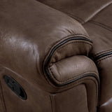 Verne Brown Manual Microsuede Glider Reclining Loveseat with Center Storage Console
