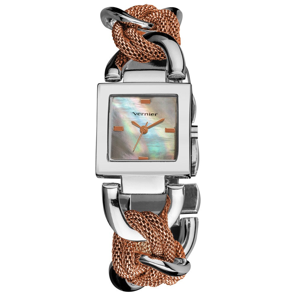 Vernier Ladies Mother of Pearl Dial Chain and Mesh Bracelet Fashion Watch