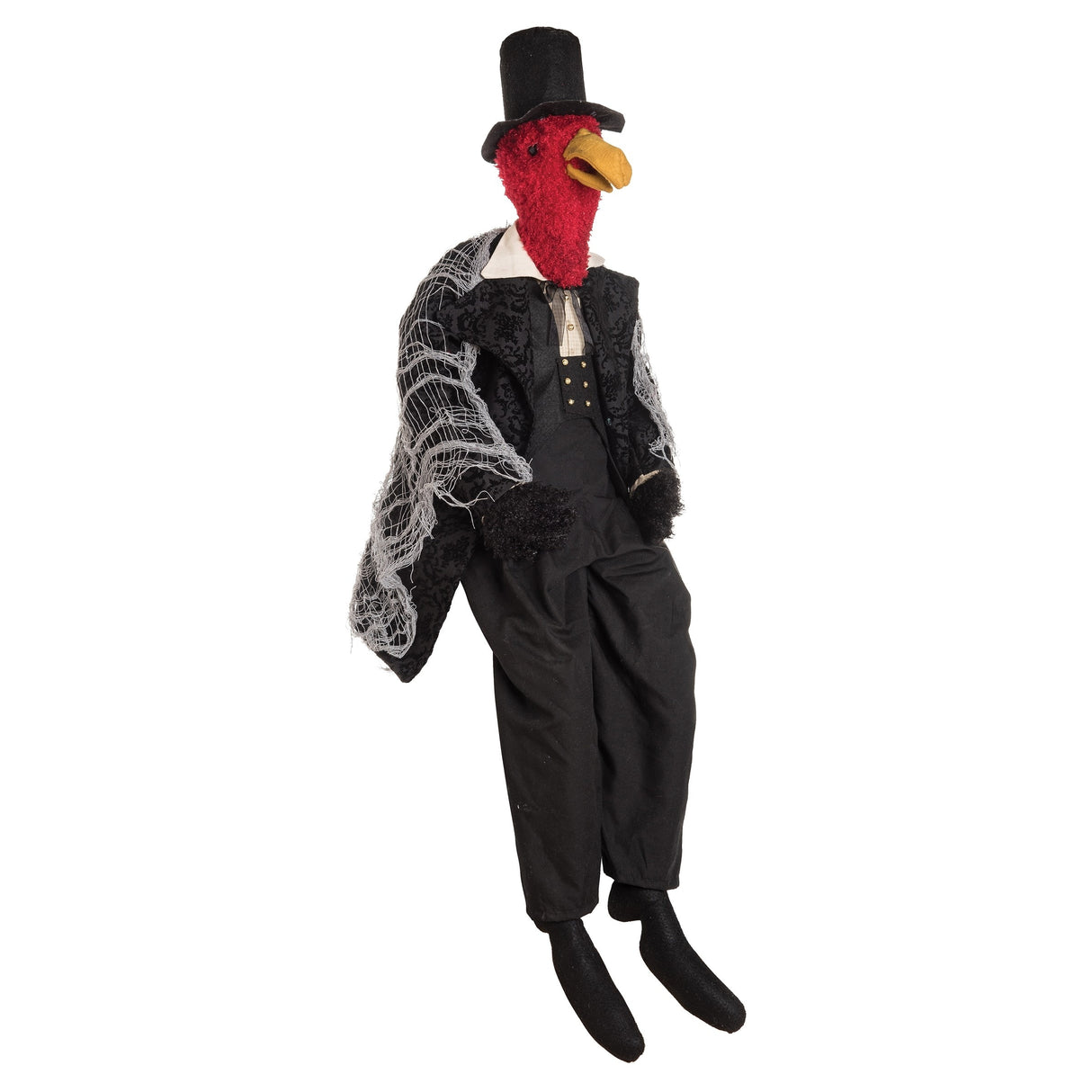 Vernon Vulture Art Doll Figure Joe Spencer Gathered Traditions Halloween Fall Harvest - Black - 36"