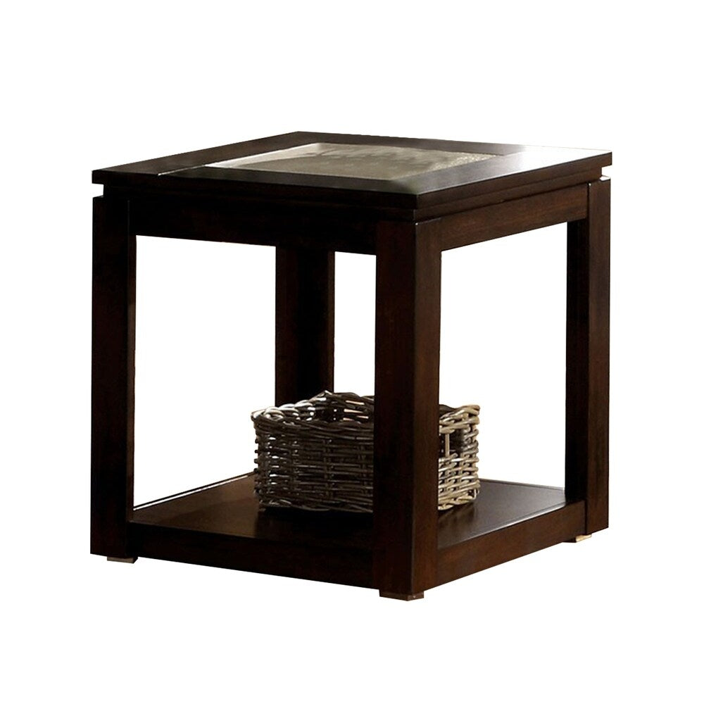 Verona Contemporary End Table, Espresso Finish
