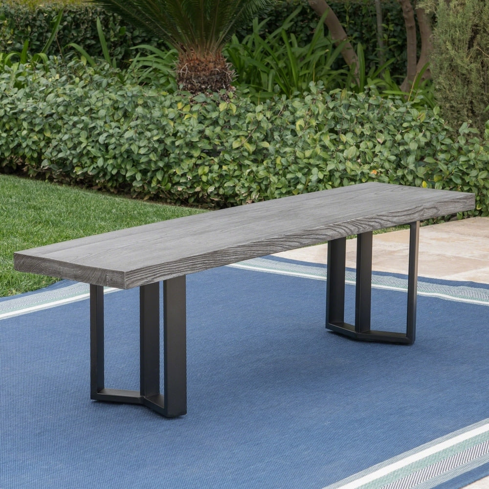 Verona Outdoor Light-Weight Concrete Dining Bench by Christopher Knight Home