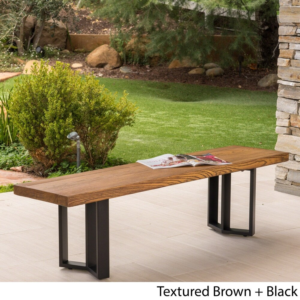 Verona Outdoor Light-Weight Concrete Dining Bench by Christopher Knight Home