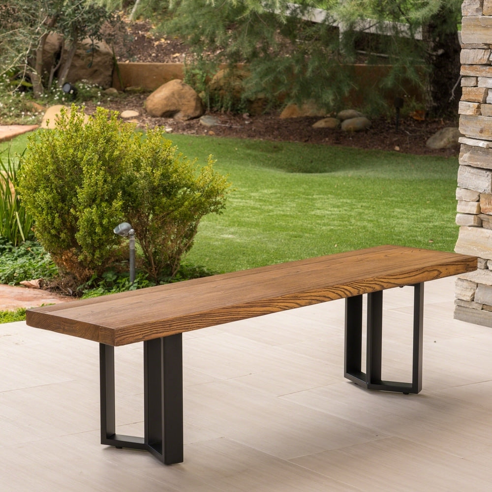 Verona Outdoor Light-Weight Concrete Dining Bench by Christopher Knight Home