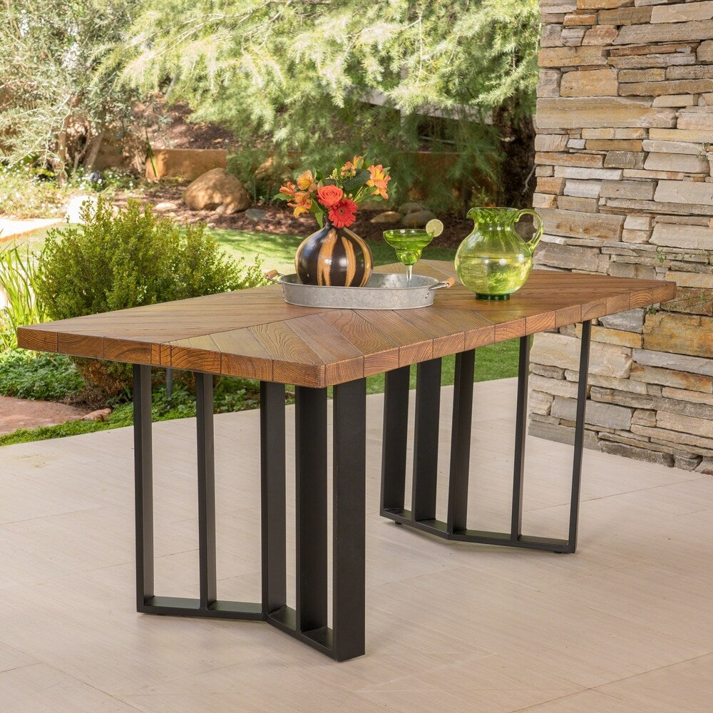 Verona Outdoor Rectangle Light-Weight Concrete Dining Table by Christopher Knight Home - 35.00 "W x 70.00 "L x 28.75 "H