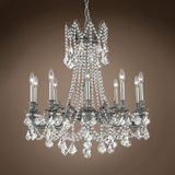 Versailles 10 Light Led 28" Pewter Chandelier With Clear European Crystals - 31.00