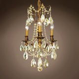 Versailles 3 Light Led 13" Tuscan Gold Chanelier Golden Teak Tear Drop Crystals - 18.00