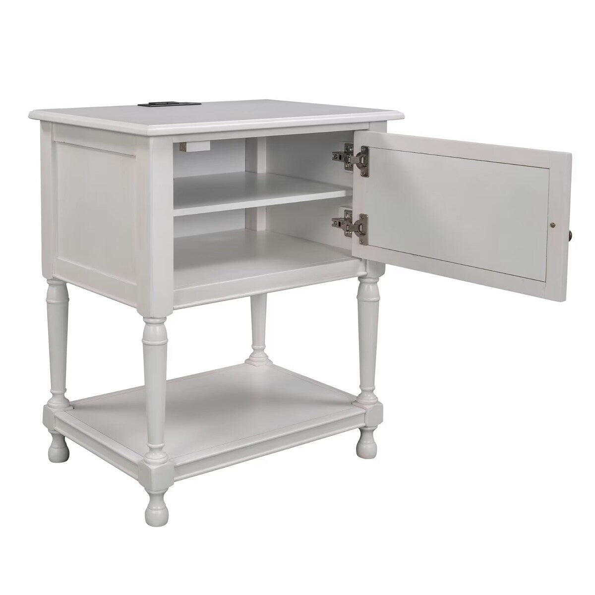 Versatile Nightstand Side Table, End Table, with Two Built-in Shelves Cabinet and an Open Storage,USB Charging Design