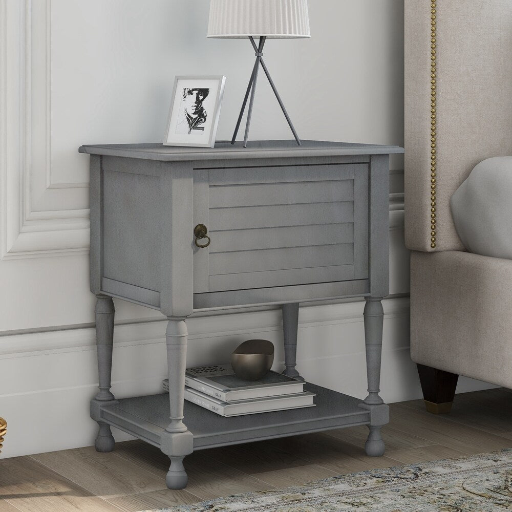 Versatile Nightstand with Cabinet USB Charging Design