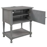 Versatile Nightstand with Cabinet USB Charging Design