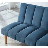 Versatility Corduroy Fabric Wooden Legs Convertible Sofa Bed, Blue