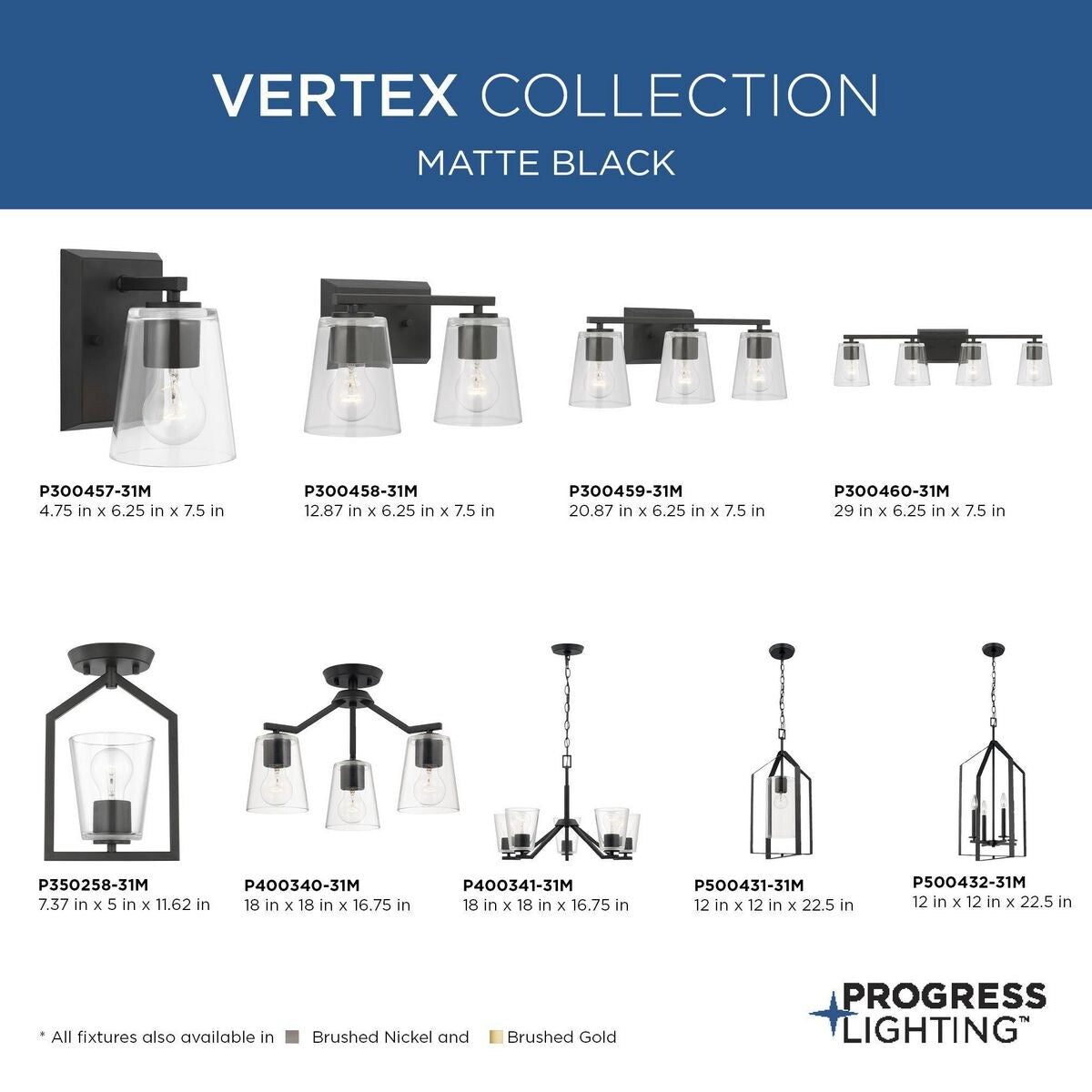 Vertex Collection Five-Light Matte Black Clear Glass Contemporary Chandelier - 22.5 in x 22.5 in x 15.25 in