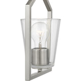 Vertex Collection One-Light Brushed Nickel Clear Glass Contemporary Semi-Flush Mount - 7.37 in x 5 in x 11.62 in