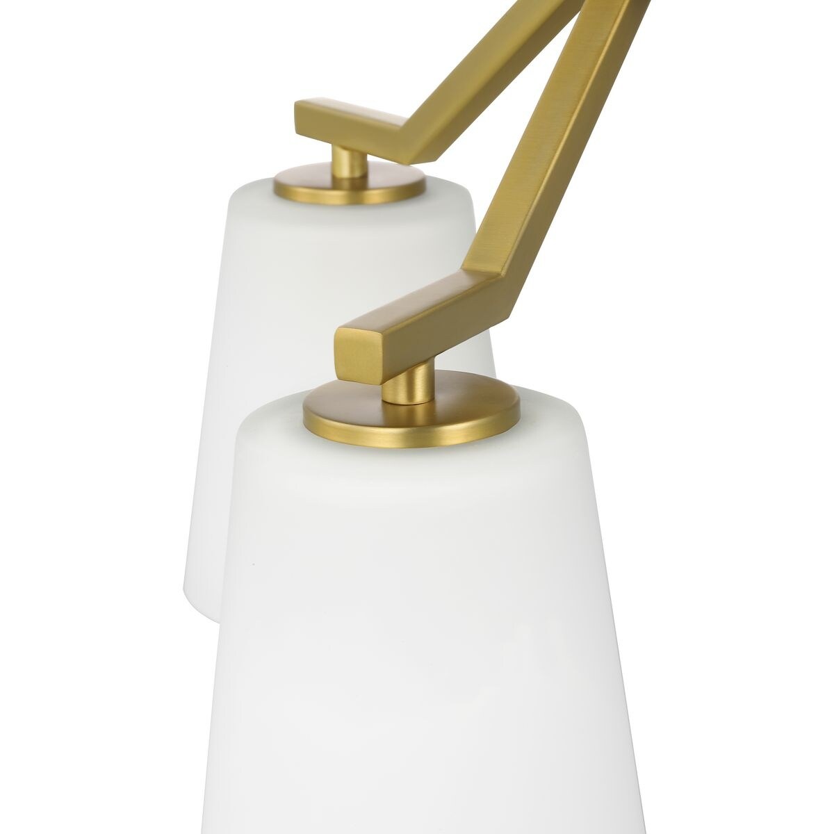 Vertex Collection Three-Light Brushed Gold Etched White Contemporary Convertible Chandelier - 18 in x 18 in x 16.75 in