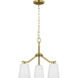 Vertex Collection Three-Light Brushed Gold Etched White Contemporary Convertible Chandelier - 18 in x 18 in x 16.75 in