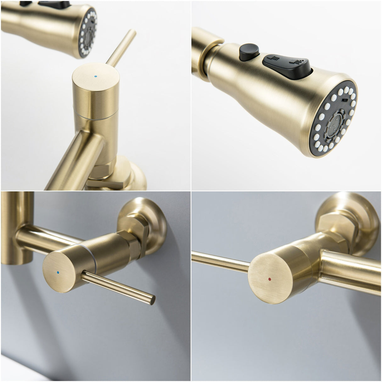 Vertical Two Handles Kitchen Faucet Pull-Down Spray in Gold/Black