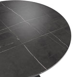 Verve Dining Table with a 36" Round Stone Tabletop in Black Steel - 35.43