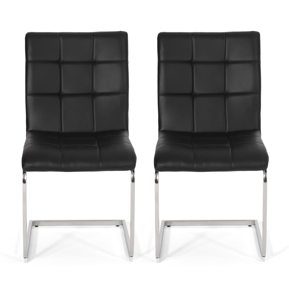 Vess Modern Faux Leather Waffle Stitch Dining Chairs (Set of 2) by Christopher Knight Home