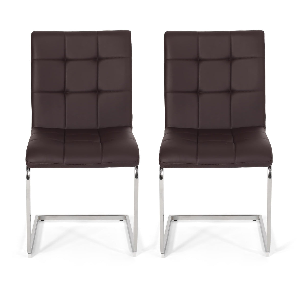 Vess Modern Faux Leather Waffle Stitch Dining Chairs (Set of 2) by Christopher Knight Home