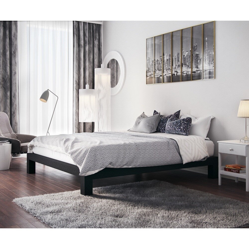 Vesta Black Metal Slatted Platform Bed