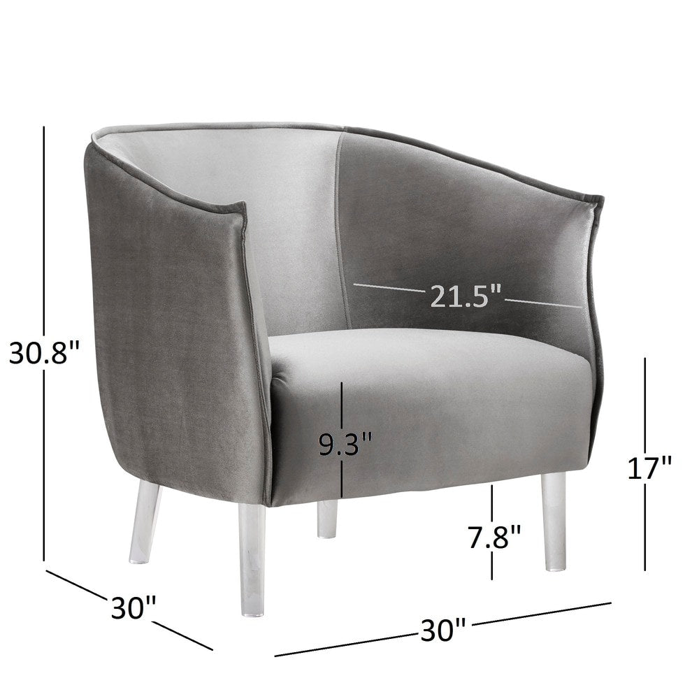 Vianne Velvet Curved Back Acrylic Leg Accent Chair by iNSPIRE Q Bold
