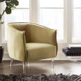 Vianne Velvet Curved Back Acrylic Leg Accent Chair by iNSPIRE Q Bold