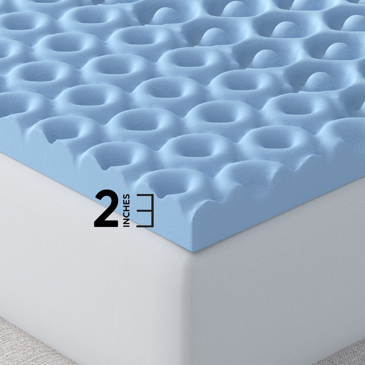 Vibe 2" Cool Pod Convoluted Gel Memory Foam Mattress Topper