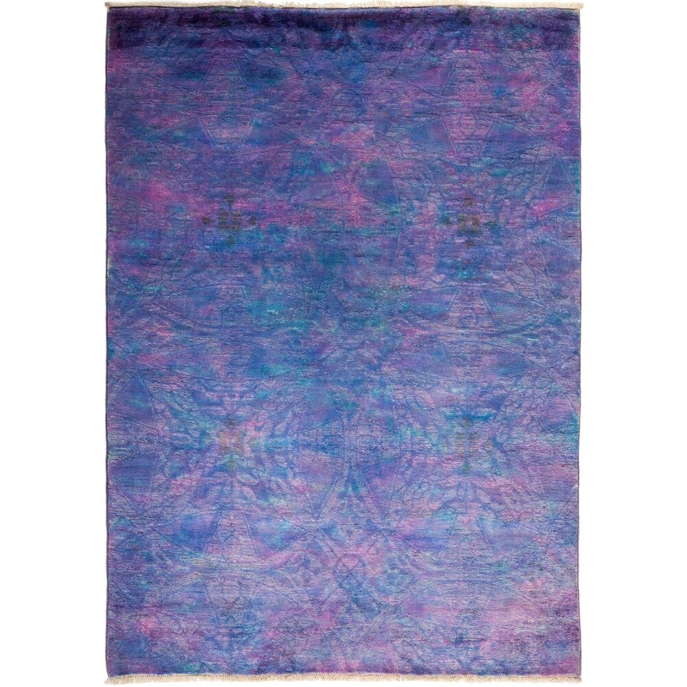 Contemporary Colorful One-of-a-Kind Hand-Knotted Area Rug - 4 x 6