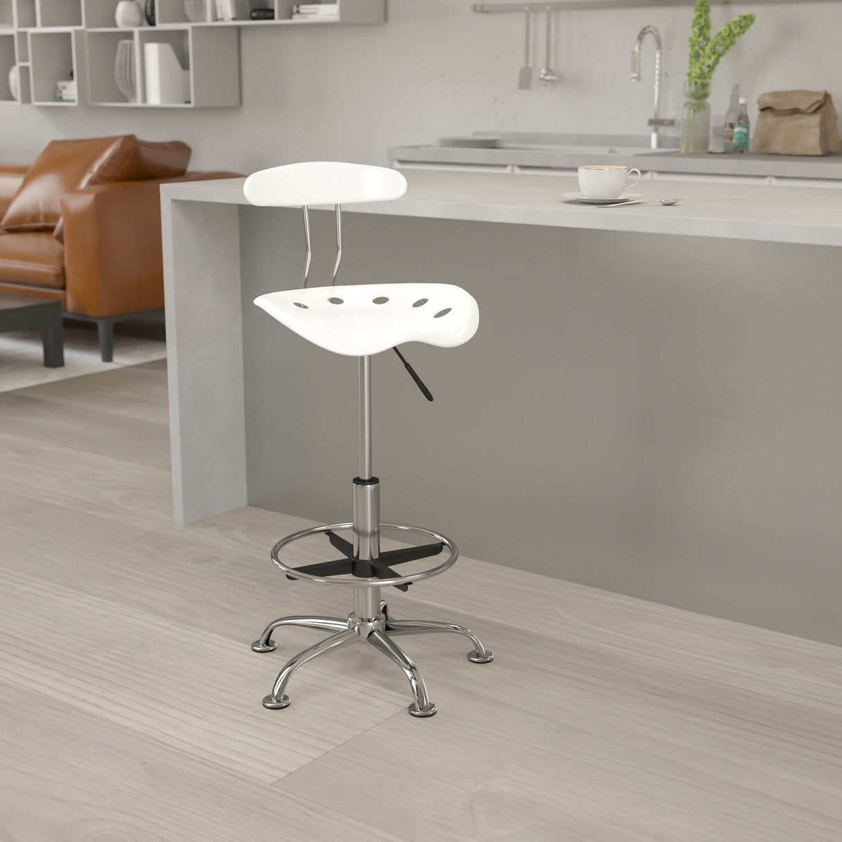 Vibrant Chrome Tractor Seat Drafting Stool