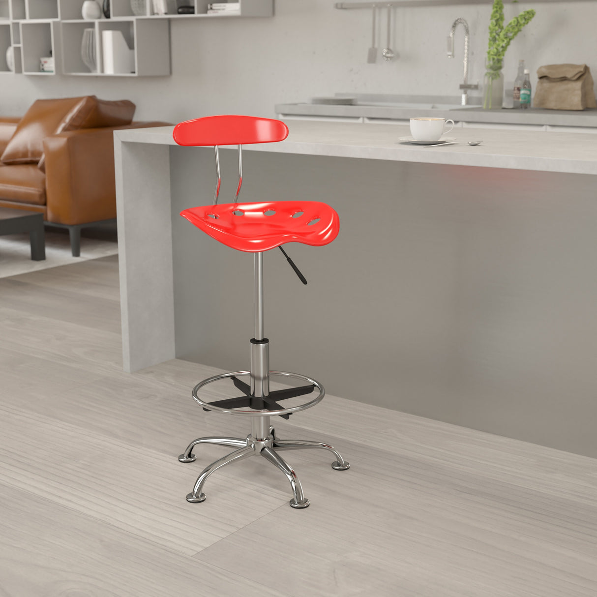 Vibrant Chrome Tractor Seat Drafting Stool