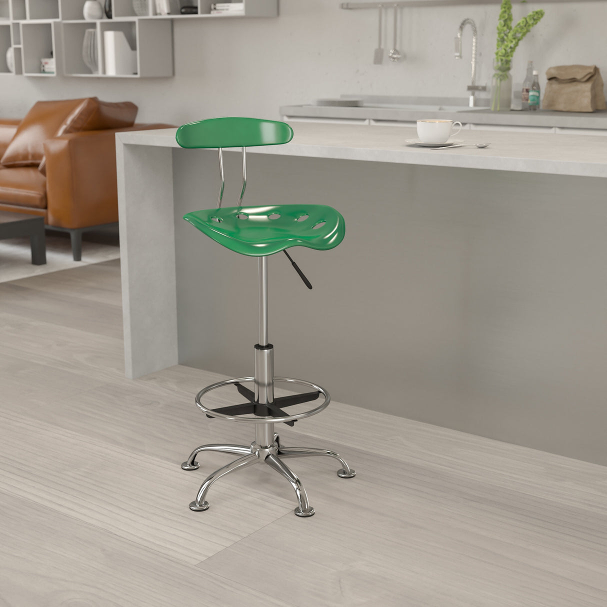 Vibrant Chrome Tractor Seat Drafting Stool