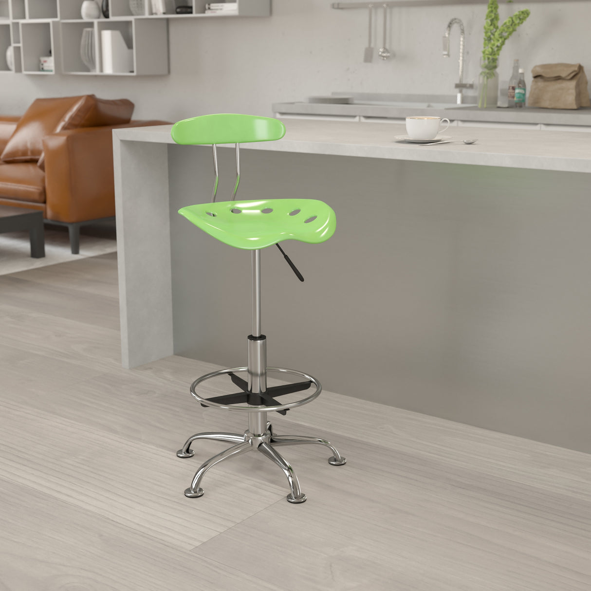 Vibrant Chrome Tractor Seat Drafting Stool