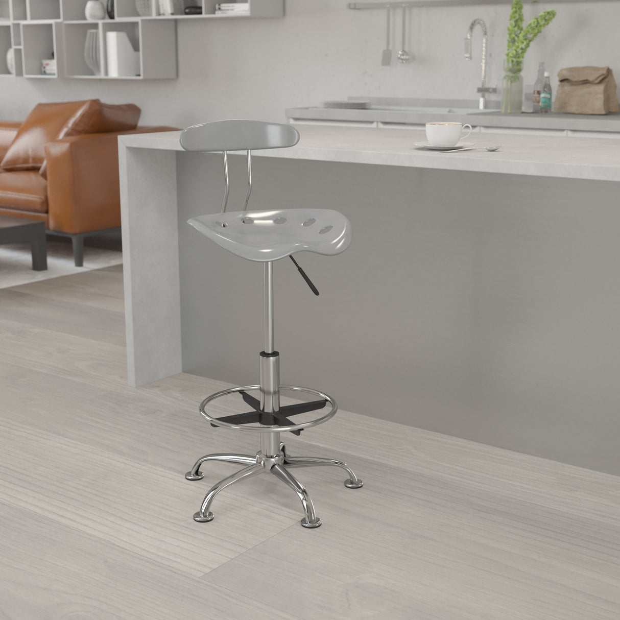 Vibrant Chrome Tractor Seat Drafting Stool
