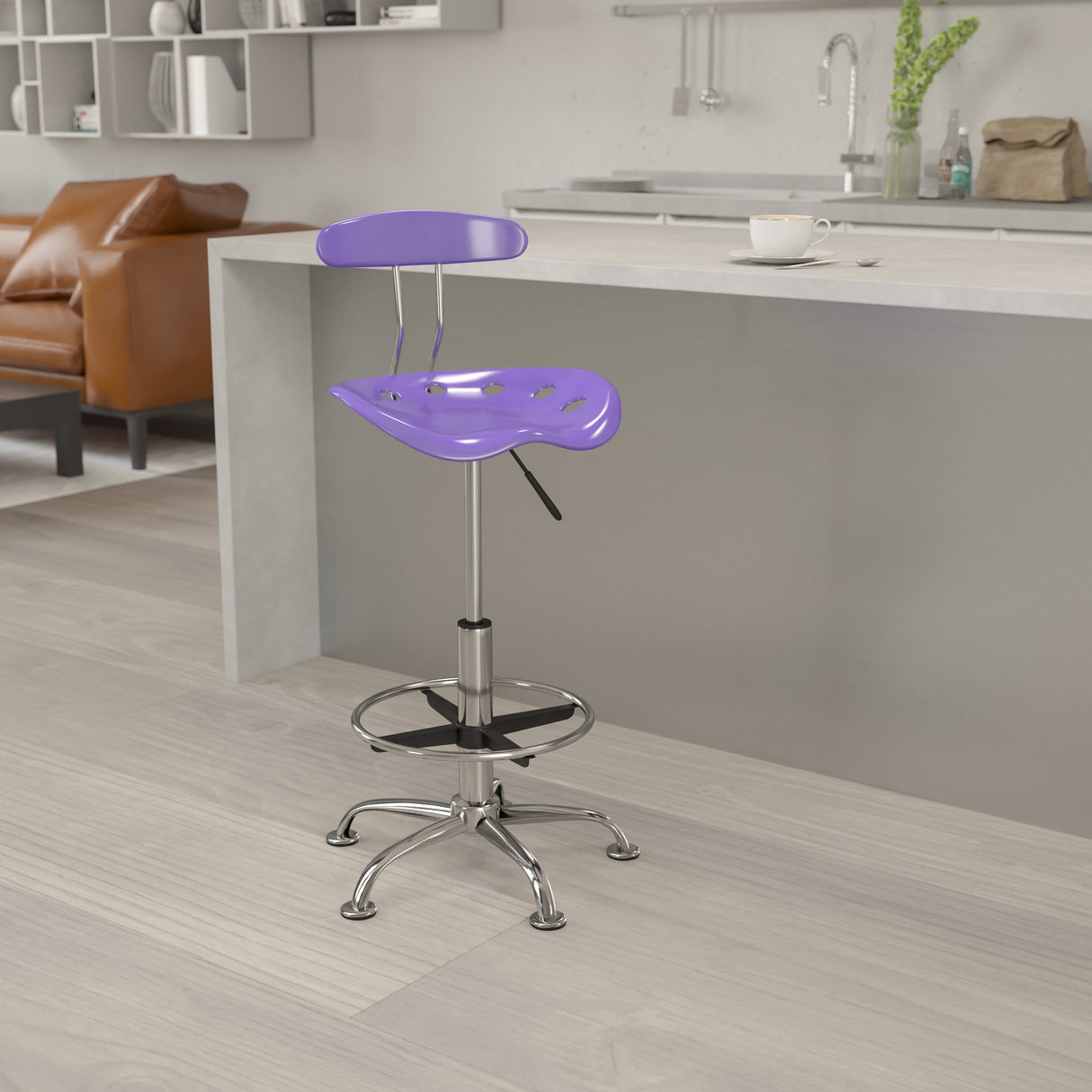 Vibrant Chrome Tractor Seat Drafting Stool