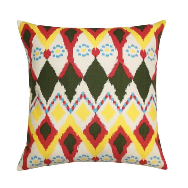 Handmade Vibrant Multicolor 'Owl' Ikat Decorative Pillow (India)