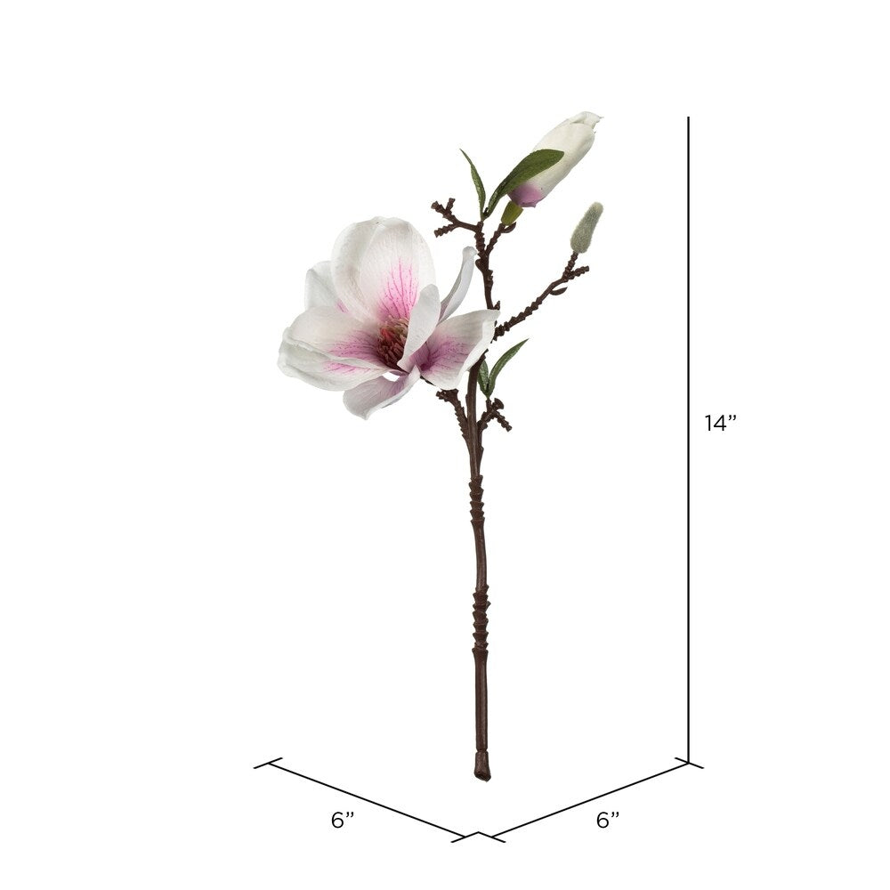 Vickerman 14" Artificial White Magnolia Pick.