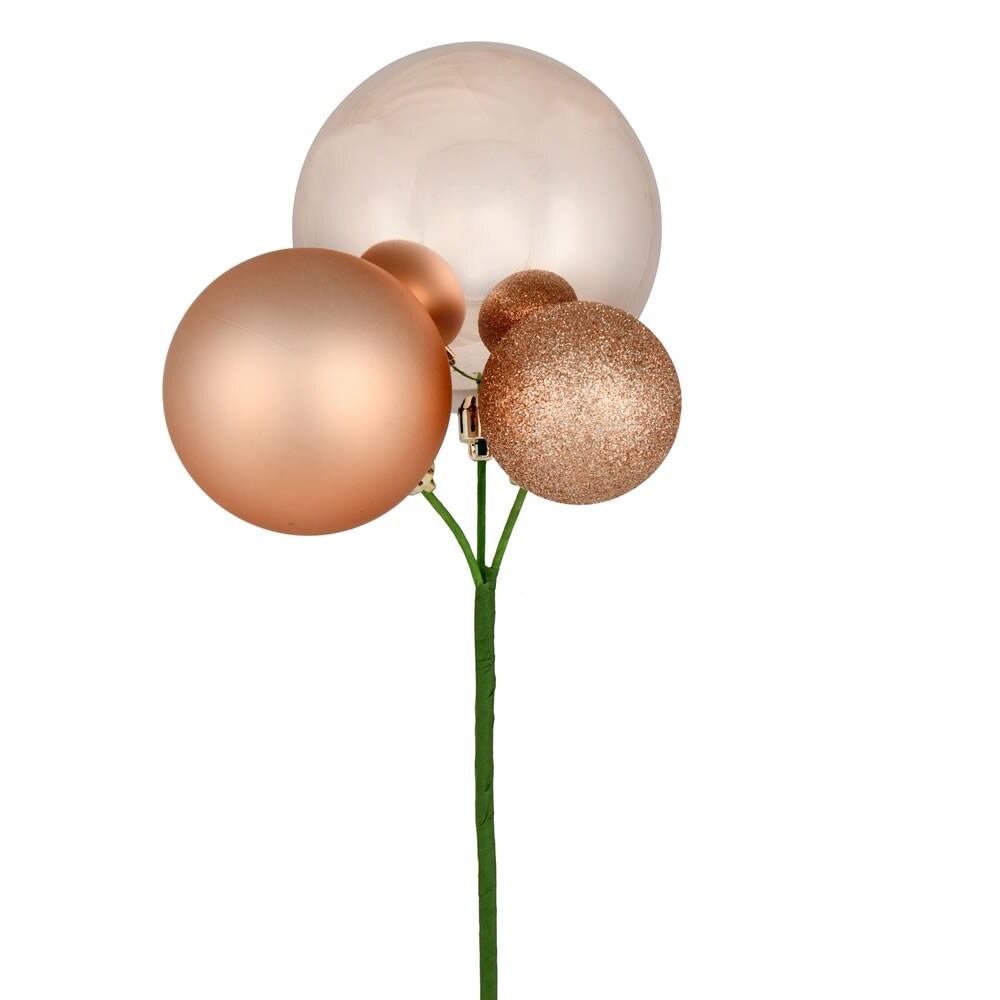Vickerman 18" Cafe Latte Ball Ornament Christmas Pick, Set of 3