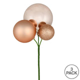 Vickerman 18" Cafe Latte Ball Ornament Christmas Pick, Set of 3