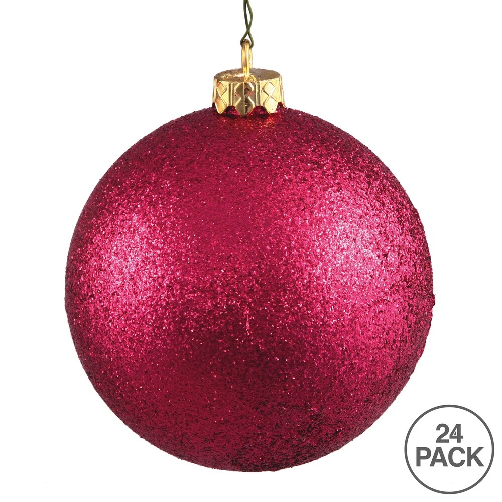 Vickerman 2.4" Wine Glitter Ball Ornament, 24 per Bag - Pink