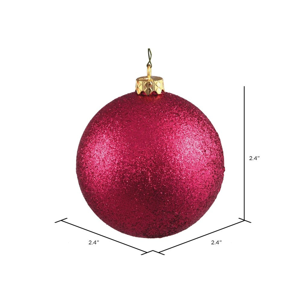 Vickerman 2.4" Wine Glitter Ball Ornament, 24 per Bag - Pink