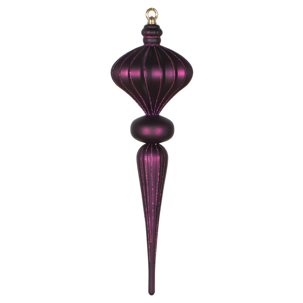 Vickerman 21" Plum Matte Finial Ornament with Glitter Accents - Purple